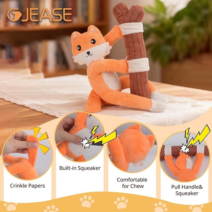 Squeaky Dog Toys,Plush Puppy Toys with Pull Branch,Tug of War Dog Toy for Dogs, Interactive Dog Toys for Small, Middle Dogs Under 55LB,with Crinkle Paper and Squeaker