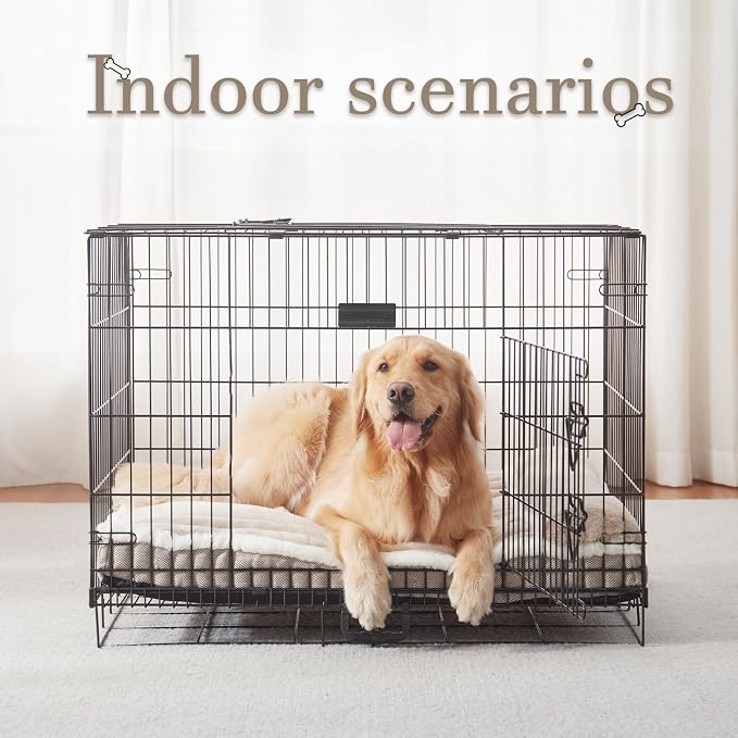 Dog Bed for Large Dogs, Dog Mattress with Pillow for Crate Kennel, Sofa pet Bed, Super Soft pet Bed for Medium, Jumbo, Small Dogs Breeds (Beige, XX-Large:(46"x30"x4")