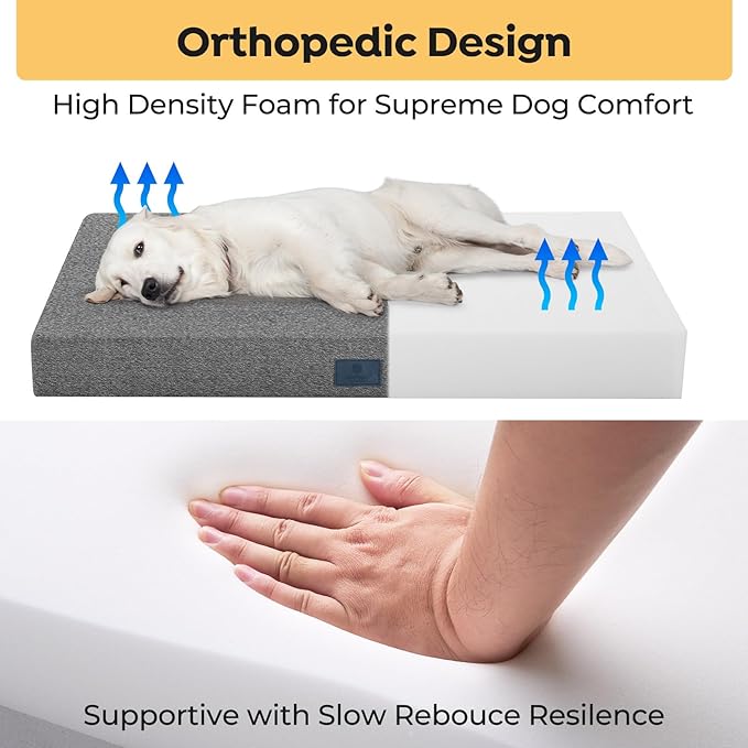 Veehoo Chew Proof Dog Bed for Crate, Indestructible Dog Crate Bed for Aggresive Chewers, Extra Large Tough Chew Resistant Pet Pad with Hidden Zipper, Removable Washable Cover