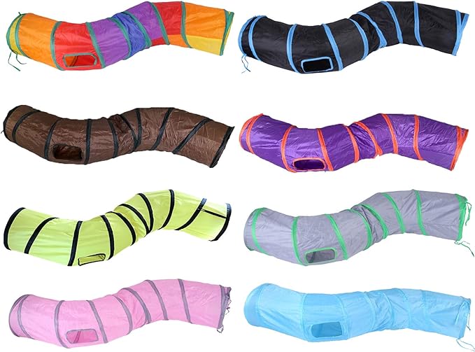 iCAGY Cat Tunnel for Indoor Cats Interactive, Rabbit Tunnel Toys, Pet Toys Play Tunnels for Cats Kittens Rabbits Puppies Crinkle Pop Up Brown 47" Shape S