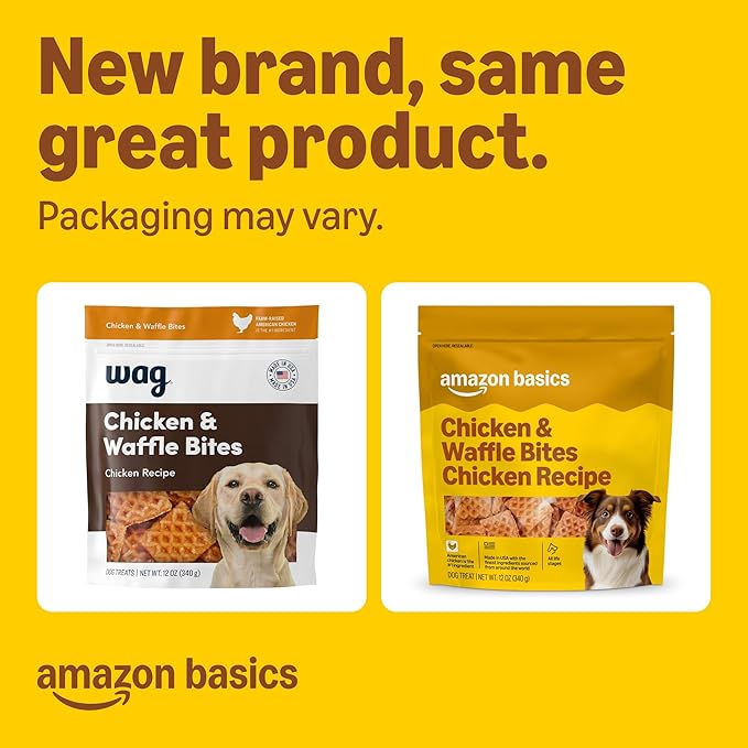 Amazon Basics Dog Treats Chicken and Waffle Bites 12oz (Previously WAG)