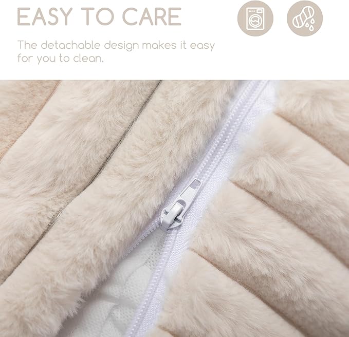 Hollypet Cat Bed Fluffy Plush Multifunctional Double-Layer Machine Washable Soft Warming Kitty Pet Couch Orthopedic Nest Beds for Small Cats Kitten and Dogs up to 13lbs, Cream(21x15x8 inch)