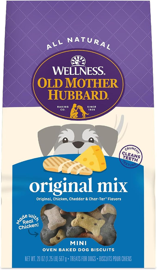 Wellness Old Mother Hubbard Classic Original Mix Dog Biscuits, Natural Training Treats, 4 Flavors, Mini Size, 20 oz Bag