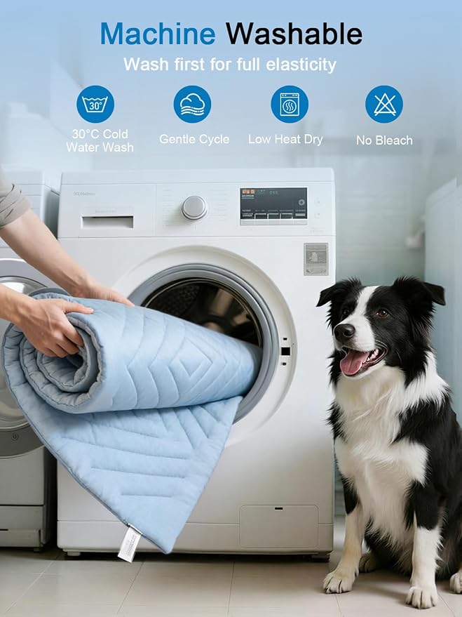 Dog Cooling Mat Self Coolings Foldable Cooling Pad for Dog in Summer Coolings Mat for Dogs and Cats Machine Washable (Rectangle,Blue, Medium-36 L x 23" W)