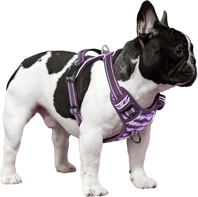 HEELE Dog Harness, No Pull Adjustable Padded Reflective Harness for Small Medium Large Dogs with Handle for Walking Training, Moon Night, S