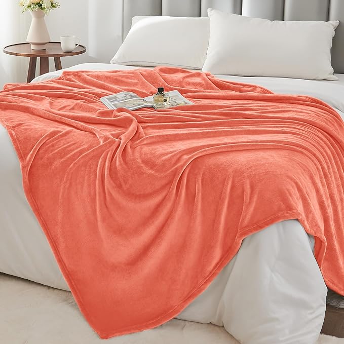 BEDELITE Fleece Blanket Twin Size Coral Red Throw Blankets for Couch & Bed, Luxury Plush Cozy Fuzzy Blanket 60x80 inches, Super Soft Warm Lightweight Throw Blanket for Travel Camping