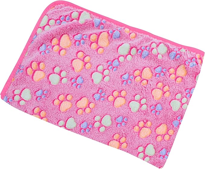 DOOVID Pet Blanket Soft Fluffy Fleece Pet Mat Doggy Flannel Blanket Dog Cat Cute Paw Print Pet Blankets Pink Paw Small(23 * 16")