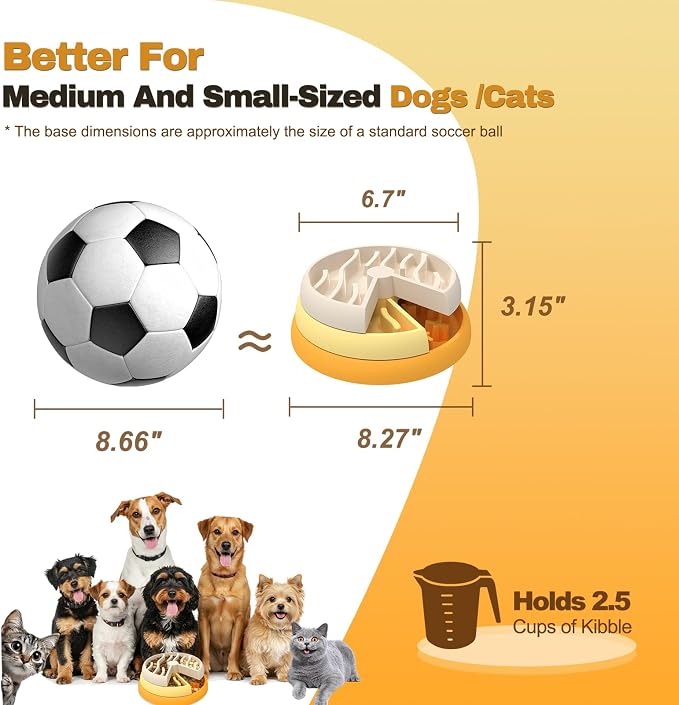 Slow Feeder Dog Bowl - 3-Tier Rotating Interactive Dog Puzzle Toy for Mental Enrichment & IQ Training - Anti-Gulping Bloat Stop Dog Feeder for Small & Medium Dogs and Cats, Food-Grade & Non-Slip