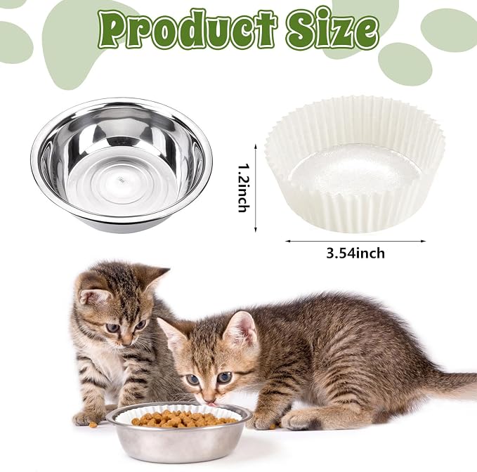 200 Pcs Pet Disposable Feeding Bowls Liner Bulk, Upgraded Thickened Disposable Cat Food Bowls Liner for Small Dogs Cats Dish, Dry & Wet Food Feeding Station