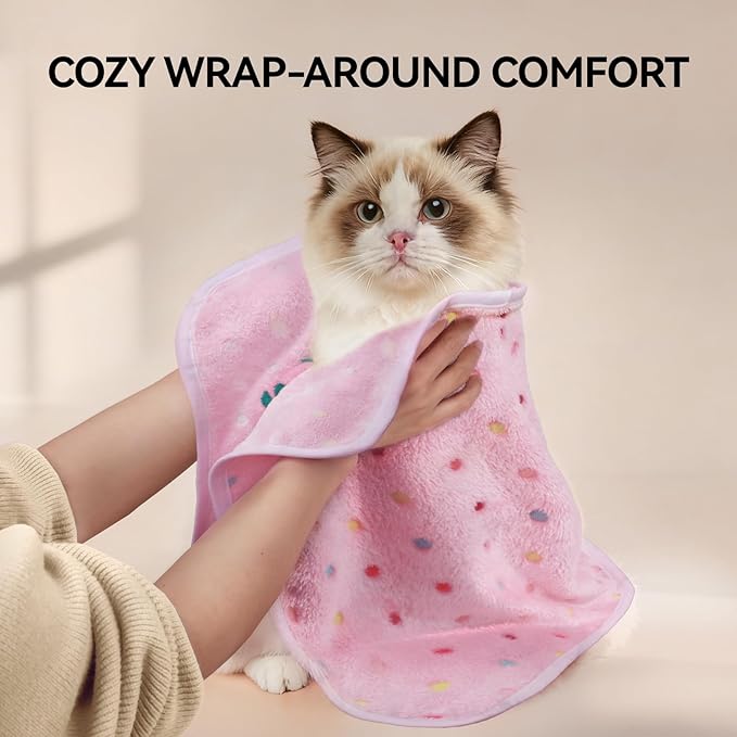 LINENLUX 1 Pack 3 Blankets Super Soft Fluffy Premium Fleece Dog Blankets for Puppy Cat Pet Blanket Flannel Throw Warm Sleep Polka Dot-3pcs 23x16 inch
