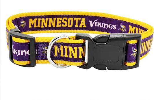 Pets First NFL Minnesota Twins Licensed PET COLLAR, Medium - Heavy-Duty, Strong, and Durable Dog Collar. Available in 31 Football Teams and 4 Sizes