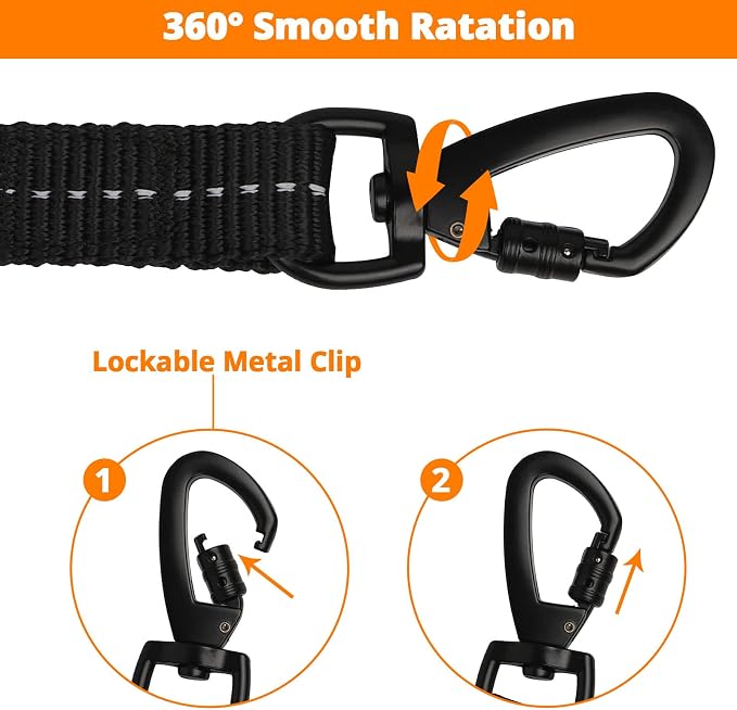 jenico Long Dog Leash 100FT: Heavy Duty Nylon Rope Leashes for Dogs Training with Reflective Threads Bungee and Padded Handle - Dog Lead for Large Small Medium Dogs Outside Walking Hiking
