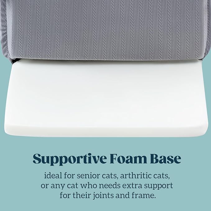 Pelzin Cat Houses for Indoor Cats - Large Cat Cave Bed with Removable Support Foam and Washable 2-Side Mat - Covered Cat Bed for Cat Hideaway - Enclosed Cat Hideout for Kitten and Small Pet, Grey
