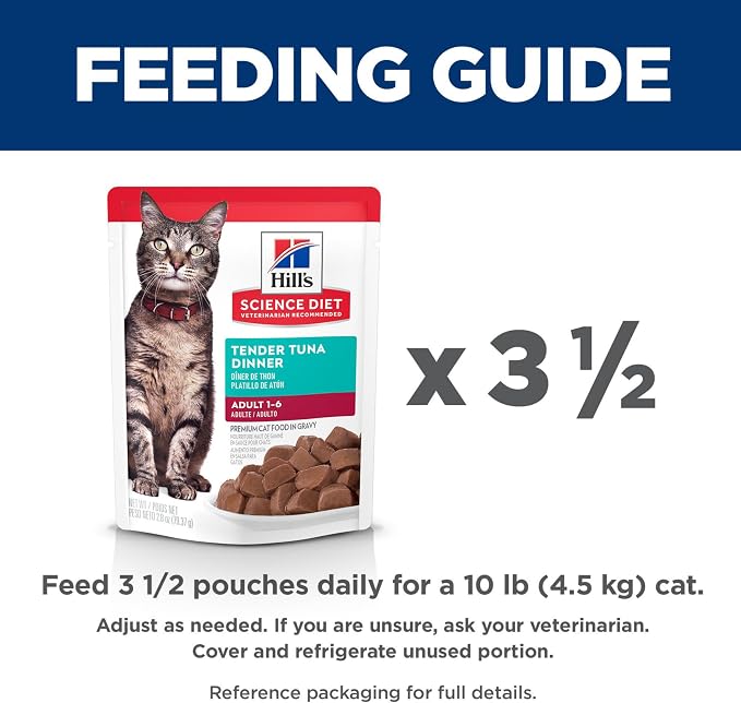 Hill's Science Diet Adult 1-6 Wet Cat Food, Tuna, 2.8 oz. Pouches, 24-Pack
