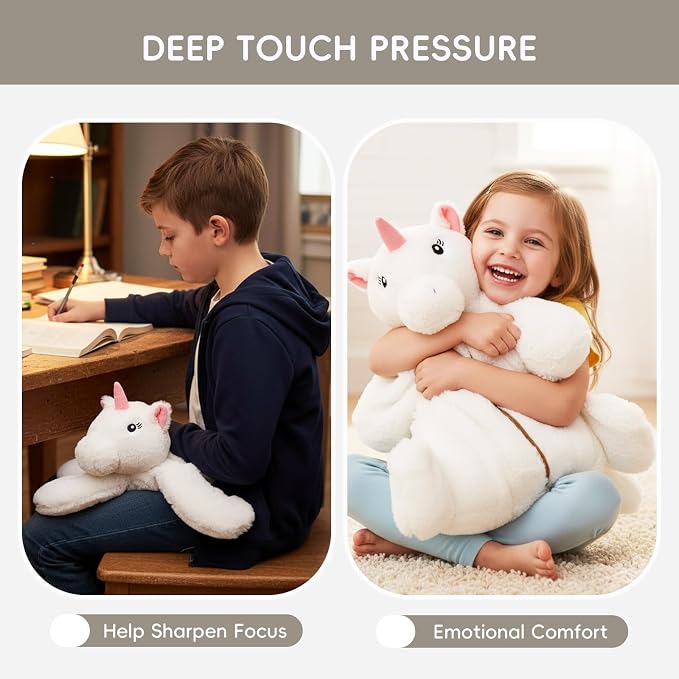 L'AGRATY Weighted Lap Pad for Kids 7 lbs, Sensory Needs Weighted Stuffed Animals Lap Blanket Soft Plush Hugging Sensory for Kids Teen Adults Removable Washable Cover