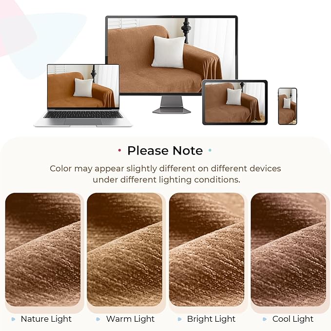 CAPALOCA Sectional Couch Covers, 2 Pieces Chenille Sofa Cover L Shaped Couch Cover Blanket for Dogs Washable Sofa Slipcovers Pet Furniture Protector (Large: 71" x 102" + 71" x 110", Brown)