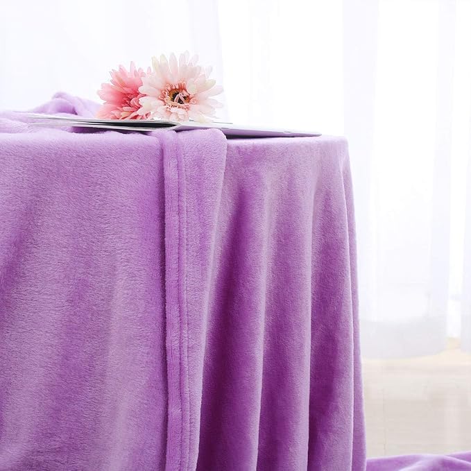 uxcell Flannel Fleece Blanket Twin Size - Soft Lightweight Plush Microfiber Bed Blanket for Sofa or Couch, Machine Washable, Light Purple 60x78 Inch