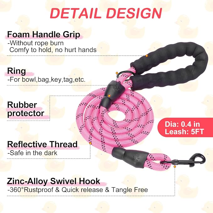 BEAUTYZOO Dog Harness Medium Sized and Leash Set, Step-in Soft Padded Mesh Puppy Vest, Reflective Dog Harness No Pull No Choke, Breathable Easy Walking Vest Harnesses for Girl Boy Pets,Pink Ducks M