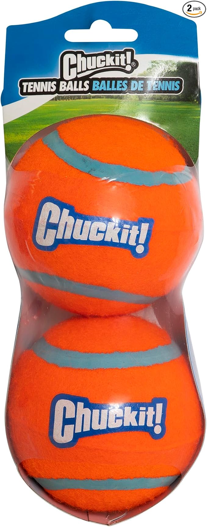 Chuckit! Dog Tennis Ball Dog Toy, Extra Large (3.5 Inch Diameter) for dogs 100+ lbs, Shrink Wrap Pack of 2