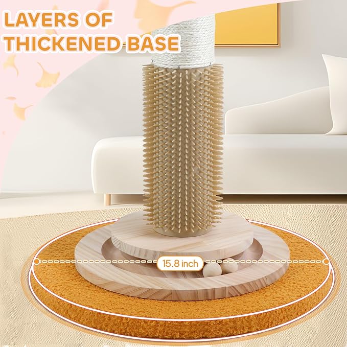 Cat Scratching Post,45'' Tall Scratching Post for Indoor Cats Adults,Cat Scratcher with 3.5Inch Diameter,Sisal Rope,Interactive Ball Toys,Self Groomer Brush for Large Cats Kittens