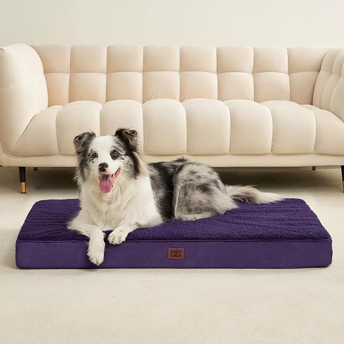 EHEYCIGA Orthopedic XL Dog Beds for Extra Large Dogs with Removable Washable Cover for Crate, Purple, 41x27