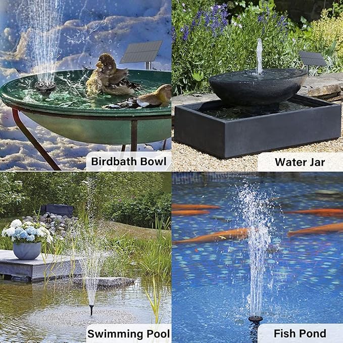 Biling Solar Water Pump Outdoor, Upgraded Solar Fountain Pump Kit with Stake, Solar Powered Water Pump for Bird Bath, Garden, Backyard, Pool, Fish Tank