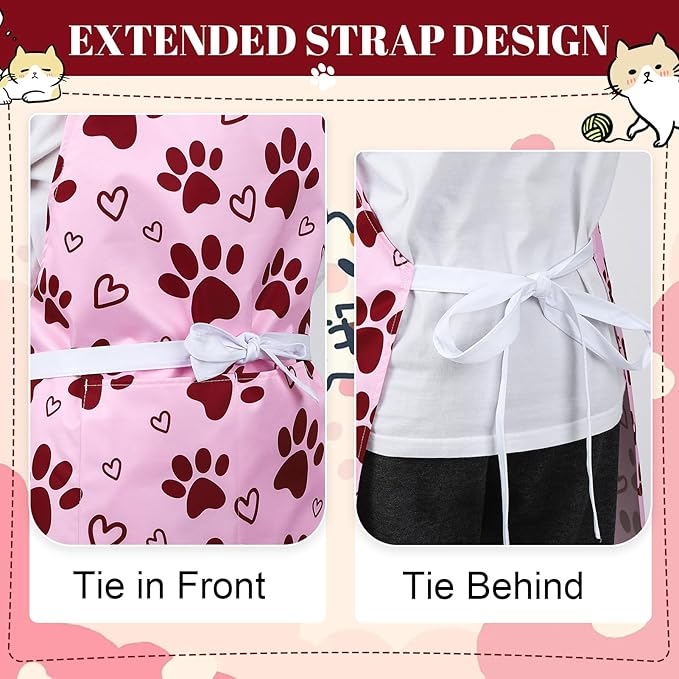 Dog Grooming Waterproof Apron with 2 Pockets, Cute Animals Puppy Dog Pets Apron