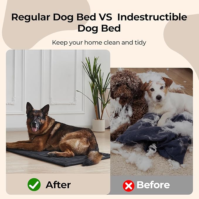 Chew Proof Dog Crate Pad - Indestructible Durable Dog Bed for Aggressive Chewers, Machine Washable & Waterproof Indoor Outdoor Tough Kennel Pad for Medium Dogs (Medium (22"x35"))