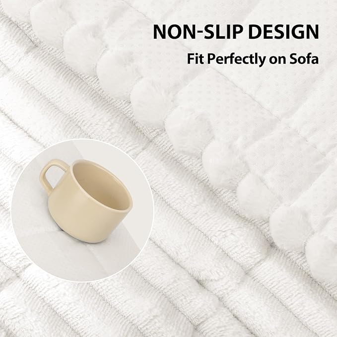 Fixwal Pet and Family Friendly Couch Covers, Washable Non-Slip Dog Mat with Waterproof Backing, Soft Plush Protector for Sofa, Car Seat, Bedside, Playpen, Camping (White, 27.6" x 59.1")