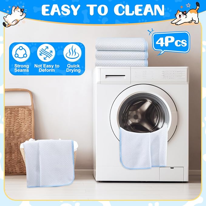 Chunful 4 Pack Pet Cooling Mat, 35 x 26 Inches Dog Cooling Pad for Summer, Ice Silk Self-Cooling Mat, Portable Washable Non-Slip Dog and Cat Pad for Indoor, Outdoor, Car Seats, Trips, up to 45 Lbs