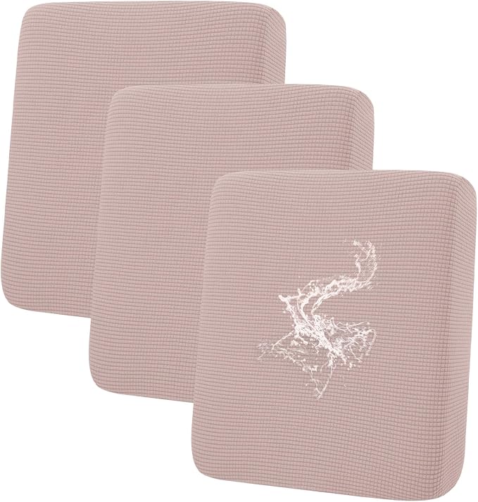 hyha Waterproof Couch Cushion Covers for Pets, Non Slip Sofa Cover for Dogs Washable, Soft Thick Stretch Jacquard Fabric, Sofa Slipcovers with Elastic Bottom (3 Pieces, Pink)