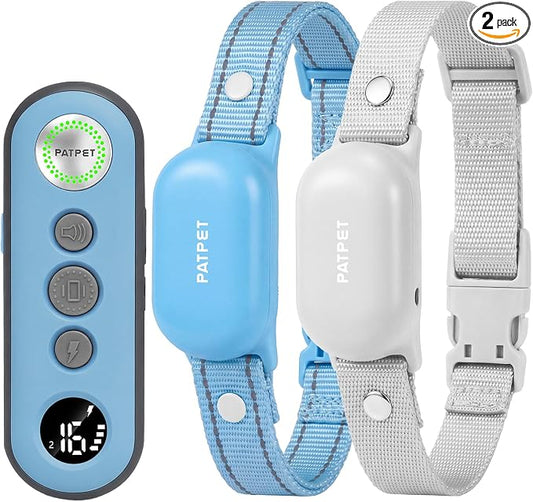 PATPET Shock Collar for Dogs(10-120lbs), 4000ft Rechargeable IPX7 Waterproof Training Collar with Remote for 2 Dogs- Electric Dog Collar for Small Medium Large Dogs 2 Packs