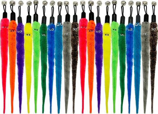 CATENESS Cat Worm Toy Refills, 20 Pieces Cat Wand Attachments Worms Toy for Indoor Cats (A)