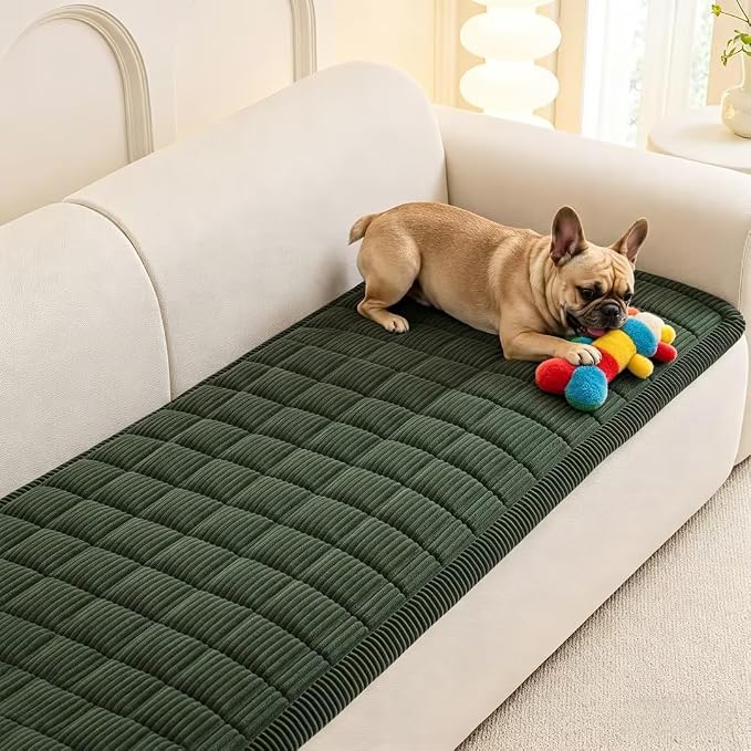 MEETSKY Couch Cover for Dog Washable, Non-Slip Sofa Protector Pet Friendly Sofa Covers for 2 Cushion Couch Soft Furniture Covers for Loveseat Dog Mats for Couches, 27.6" x 59", Moss Green