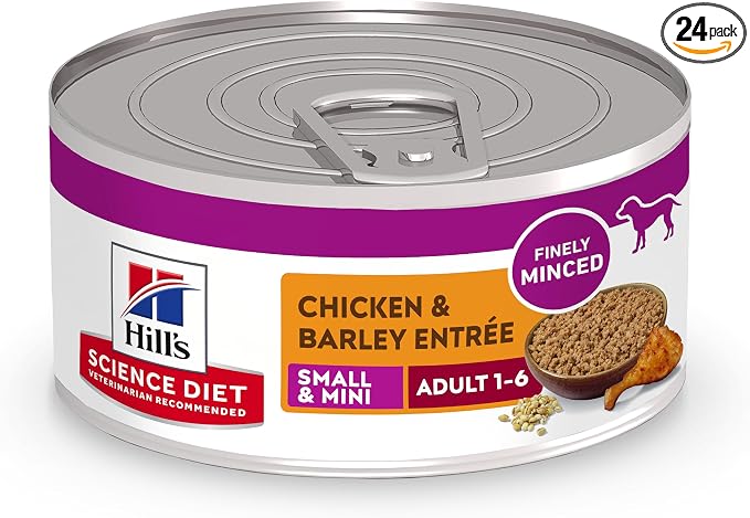Hill's Science Diet Adult 1-6 Small & Mini Wet Dog Food, Chicken & Barley, 5.8 oz. Cans, 24-Pack