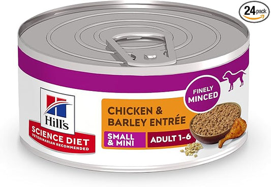 Hill's Science Diet Adult 1-6 Small & Mini Wet Dog Food, Chicken & Barley, 5.8 oz. Cans, 24-Pack