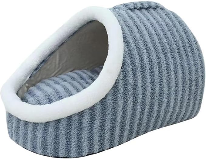 Warm Nest Bed, Soft Cozy Pet Cave with Removable Cushion, Non-Slip Washable Soft Slipper Cave for Small and Medium Pets (Blue, Large)