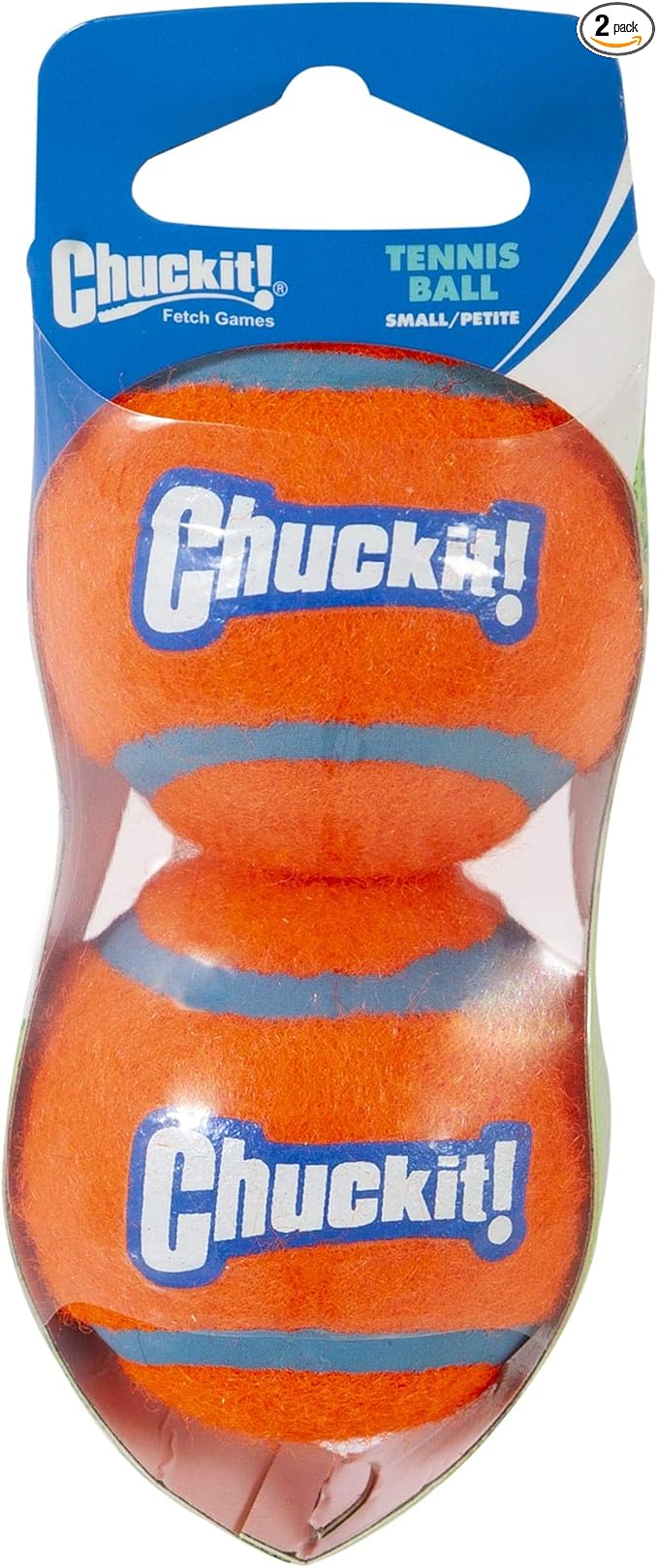 Chuckit! Dog Tennis Ball Dog Toy, Small (2 Inch Diameter) for dogs 0-20 lbs, Shrink Wrap Pack of 2