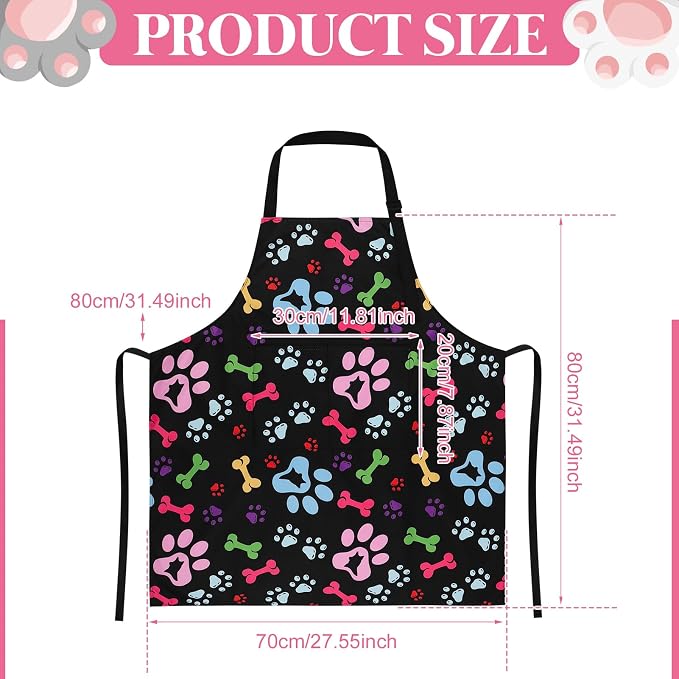 Dog Grooming Waterproof Apron with 2 Pockets, Cute Animals Puppy Dog Pets Apron