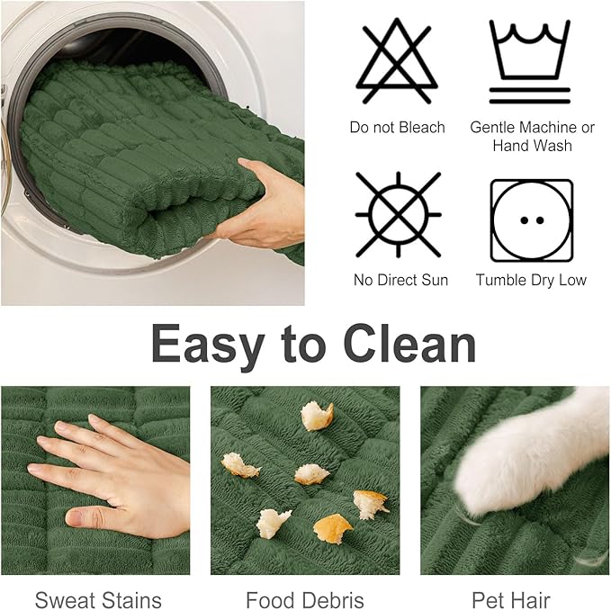 hyha Couch Cover for Dogs Washable, Non Slip Thick Flannel Sofa Protector, Pet Friendly Plush Furniture Cover for Sectional Sofa & Loveseat (Dark Green, 27.6" x 27.6")