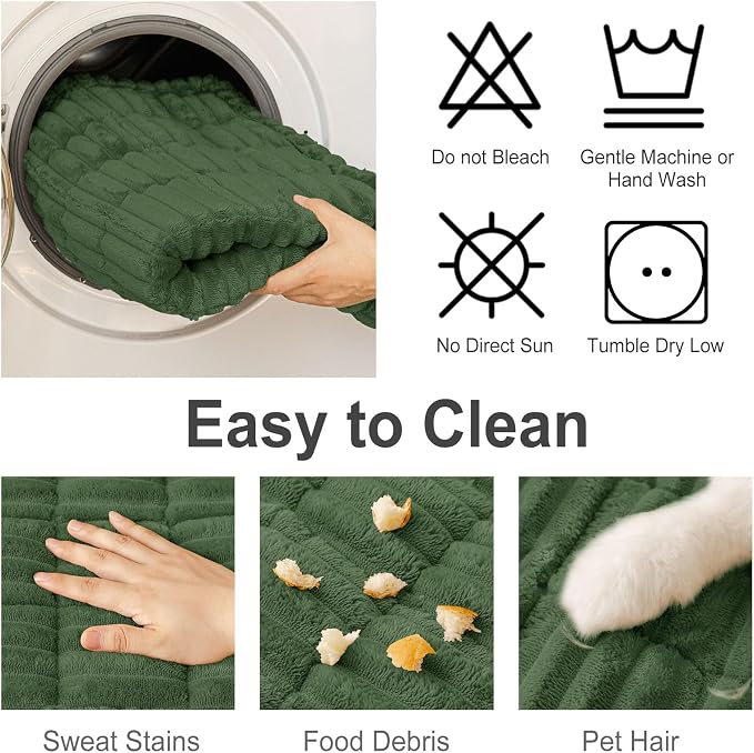 hyha Couch Cover for Dogs Washable, Non Slip Thick Flannel Sofa Protector, Pet Friendly Plush Furniture Cover for Sectional Sofa & Loveseat (Dark Green, 35.4" x 95")