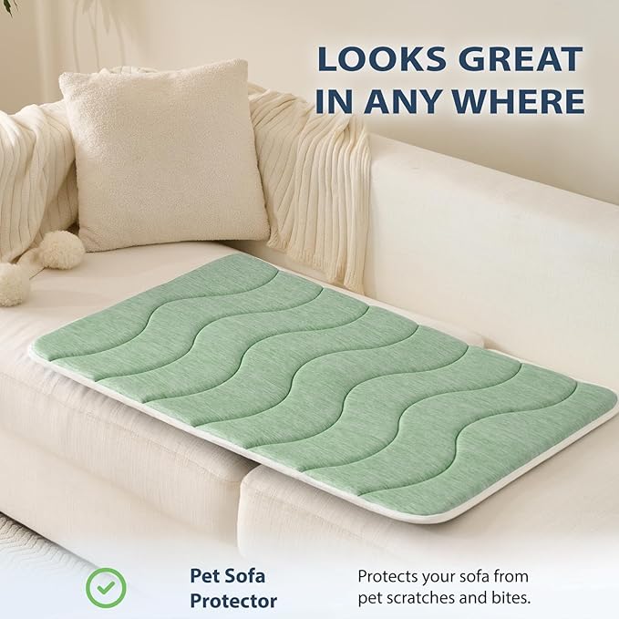 MICROCOSMOS 0.8" Thick Cooling Dog Foam Pad & Summer Pet Sleeping Mat, Machine Washable, Materials Safe, Portable Flat Pet Bed for Dogs.(Green, 36" x 23")