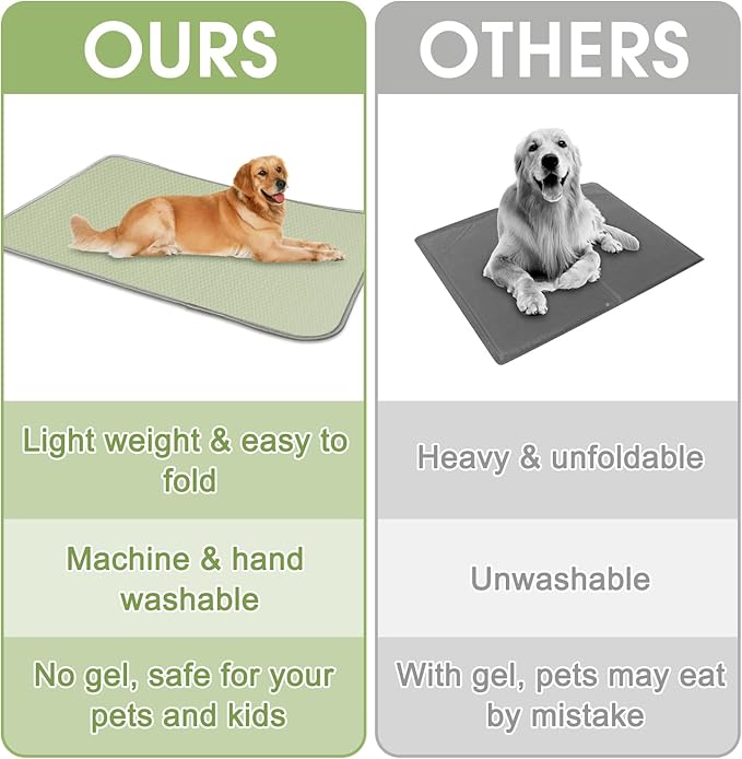 Buvlnee Summer Dog Cooling Mat Washable Ice Silk Self Cool Pad for Small Medium Large Dogs and Cats, Pet Sleeping Pad for Crate, Bed, Indoor & Outdoor Floor, Car Seats