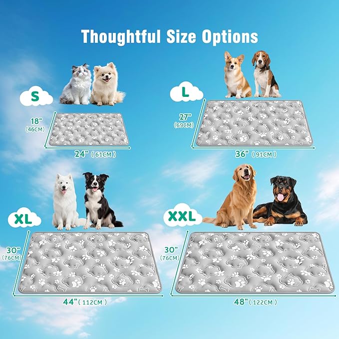 Dog Cooling Mat for Extra Large Dogs, Cool Dog Bed Mat for Indoor & Outdoor, Q-Max>0.5, Machine Washable Non-Toxic Pet Self Cooling Pad for Kennel, Crate, Car - XXL(48" x 30") - Grey