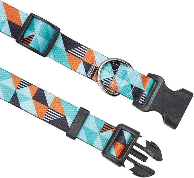 Mihqy Dog Collar with Bohemia Floral Tribal Geometric Patterns - Soft Ethnic Style Collar Adjustable for Small Medium Large Dogs（Geometry,S）