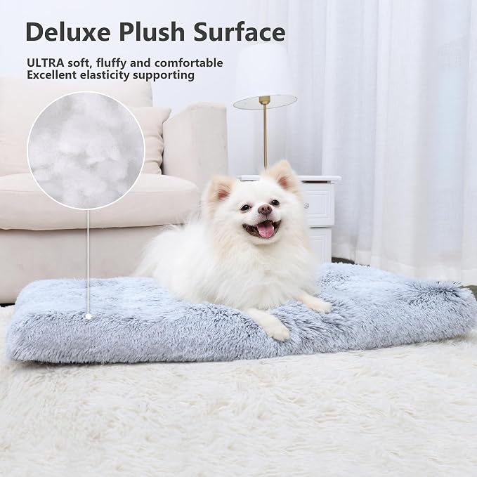 Vonabem Medium Dog Bed Washable, Soft Puppy Crate Beds for Medium Small Dogs and Cats, Plush Soft Puppy Pet Beds, Anti-Slip Dog Cage Mats for Sleeping, Kennel Pad 30 Inch Grey
