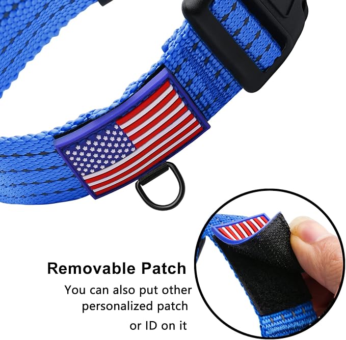 Martingale Collar for Training Dogs. Adjustable Reflective Collars with Buckle-USA Flag- NO Pull-Prevents Slipping Out, for Medium Large XL Dogs. Helps with Strong pullers (XL, Blue)