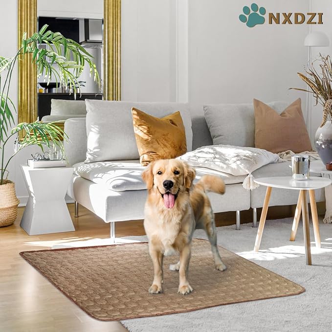Dog Cooling Mat for Dogs, 59 x 40 Inch Washable Pet Pad, Soft Breathable Dog Bed Mat for Large Dogs, Lightweight Summer Blanket for Crate, Sofa, Floor, Car Seat, Indoor and Travel Use, Brown