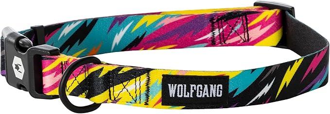 Wolfgang Heavy Duty, Adjustable Dog Collar with Quick Release Nylon Buckle for Walking & Training, FuzzyTails Print, Large