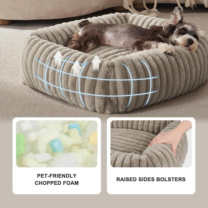 FURTIME Dog Bed for Small Dogs, Washable Orthopedic Dog Bed with Removable Cover, Rectangle Soft Calming Sleeping Puppy Bed Durable Pet Cuddler with Anti-Slip Bottom